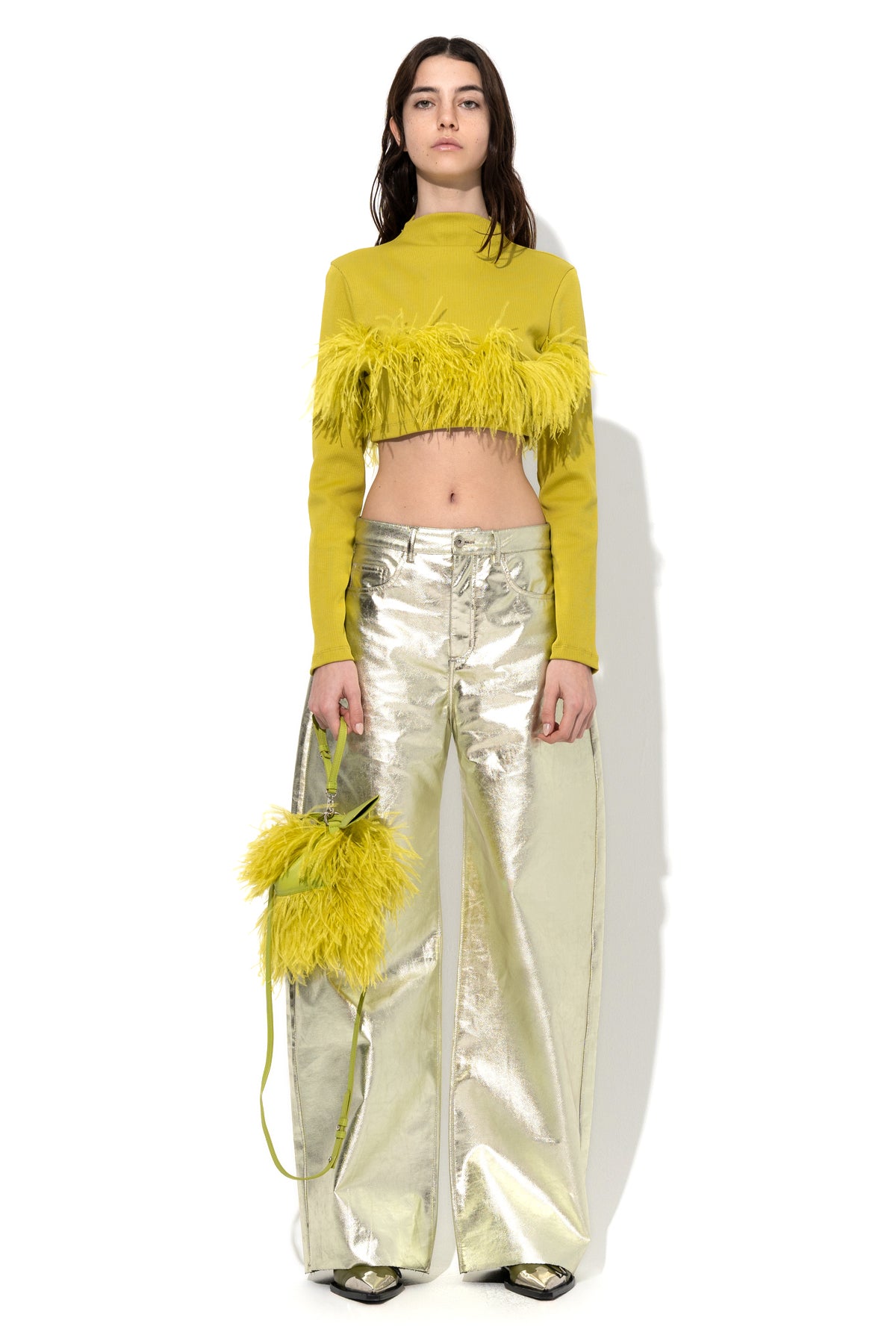 LIME CROPPED FEATHER TOP – MARQUES ' ALMEIDA