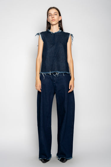 NAVY DENIM BOYFRIEND TROUSERS marques almeida