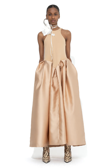 BEIGE FULL SKIRT TANK TOP DRESS marques almeida