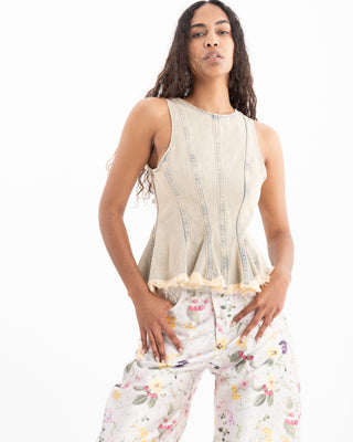 BEIGE OVERDYE DENIM TANK TOP WITH SEAMS marques almeida