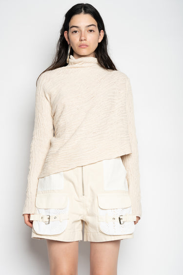 BEIGE RECYLED COTTON KNIT DRAPED JUMPER marques almeida