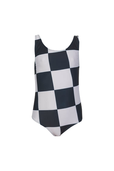 BLACK AND WHITE CHECKS SWIMSUIT makids