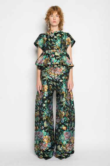 BLACK BROCADE BOYFRIEND TROUSERS marques almeida