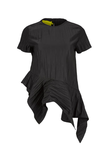 BLACK CAP SLEEVE PLISSE T-SHIRT marques almeida