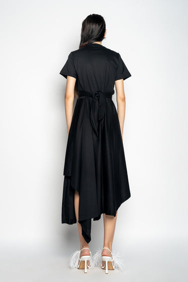 BLACK CROSS WAIST DRAPE T-SHIRT DRESS marques almeida