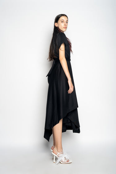 BLACK CROSS WAIST DRAPE T-SHIRT DRESS marques almeida