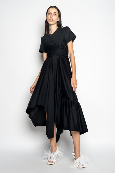 BLACK CROSS WAIST DRAPE T-SHIRT DRESS marques almeida