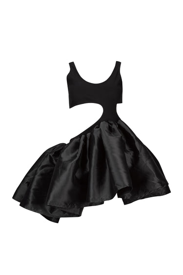 BLACK CUT OUT TOP WITH TAFETA FRILL HEM marques almeida