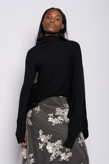 BLACK DRAPED JUMPER IN MERINO KNIT marques almeida