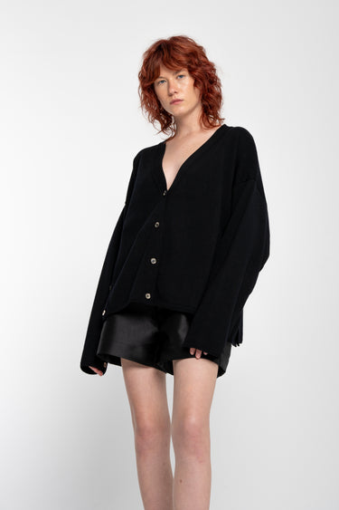 BLACK MERINO DECONSTRUCTED CARDIGAN marques almeida