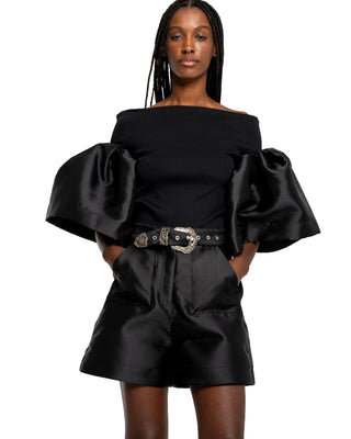 BLACK MIKADO OFF SHOULDER PUFF SLEEVE TOP MARQUES ALMEIDA