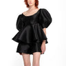 BLACK MIKADO TOP WITH PEPLUM AND BALLON SLEEVES marques almeida