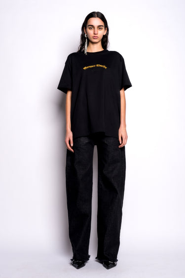 BLACK OVERSIZED T-SHIRT WITH GOLD LOGO marques almeida