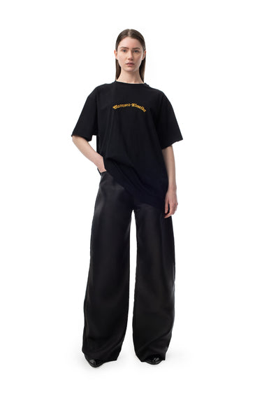 BLACK OVERSIZED T-SHIRT WITH GOLD LOGO marques almeida