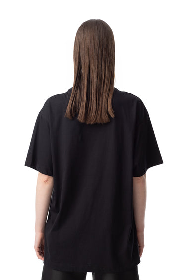 BLACK OVERSIZED T-SHIRT WITH GOLD LOGO marques almeida