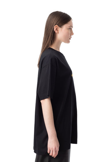 BLACK OVERSIZED T-SHIRT WITH GOLD LOGO marques almeida