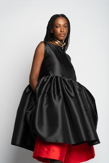 BLACK SHORT SLEEVELESS PUFF DRESS marques almeida