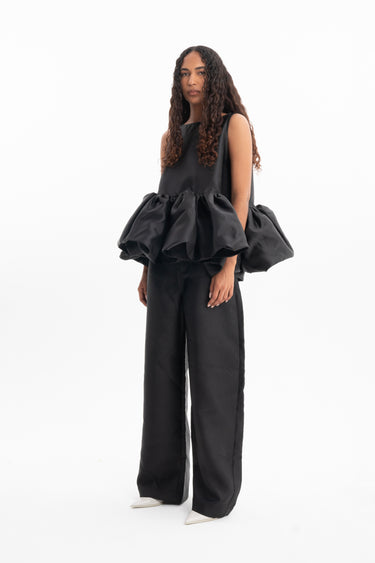 BLACK SLEEVELESS PUFF HEM TOP marques almeida