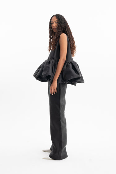 BLACK SLEEVELESS PUFF HEM TOP marques almeida