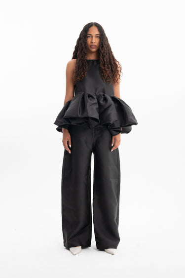 BLACK SLEEVELESS PUFF HEM TOP marques almeida