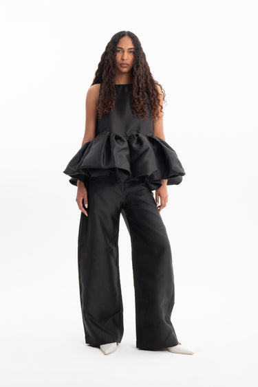 BLACK SLEEVELESS PUFF HEM TOP marques almeida