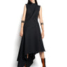 BLACK WOVEN SLEEVELESS DRESS WITH ASYMMETRIC HEM marques almeida