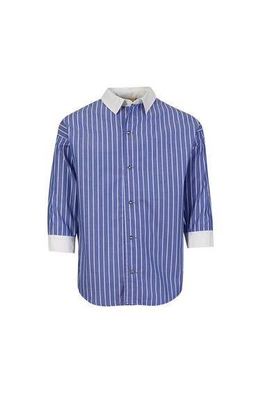 BLUE AND WHITE STRIPED LOOSE SHIRT makids