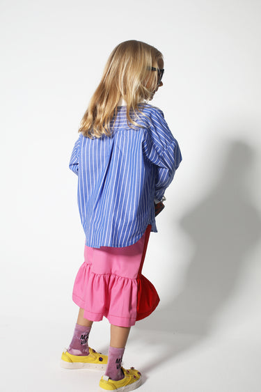 BLUE AND WHITE STRIPED LOOSE SHIRT makids