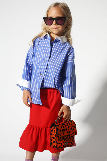 BLUE AND WHITE STRIPED LOOSE SHIRT makids