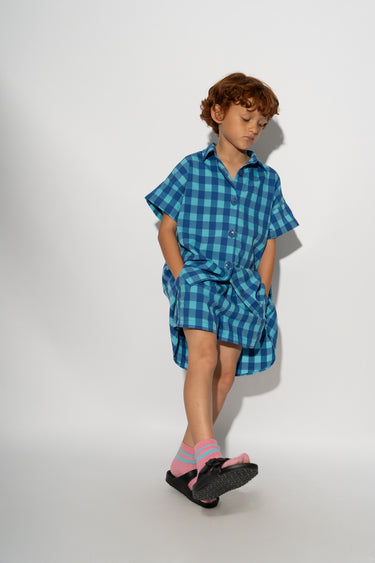 BLUE GINGHAM BOXER SHORTS makids