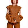 BROWN DENIM STRUCTURE SHOULDER CINCHED TOP marques almeida