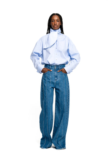 DENIM BOYFRIEND TROUSERS WITH SEAM LINES marques almeida