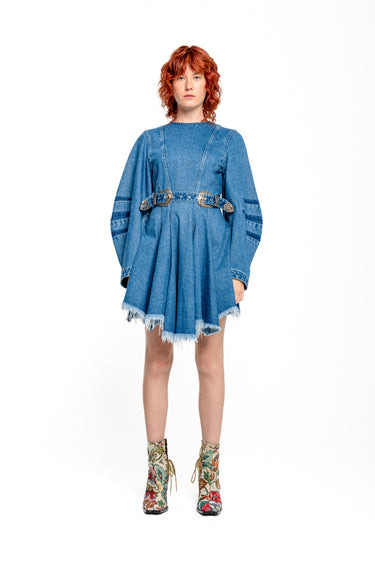 DENIM SHORT DRESS WITH ROUND SLEEVES marques almeida