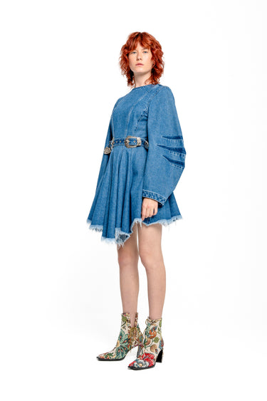 DENIM SHORT DRESS WITH ROUND SLEEVES marques almeida