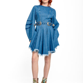 DENIM SHORT DRESS WITH ROUND SLEEVES marques almeida