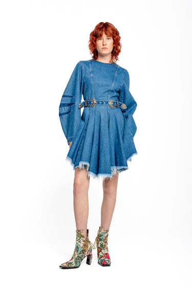 DENIM SHORT DRESS WITH ROUND SLEEVES marques almeida