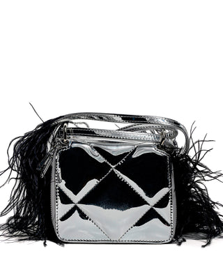 SILVER WALLET BAG WITH FEATHER STRAP marques almeida