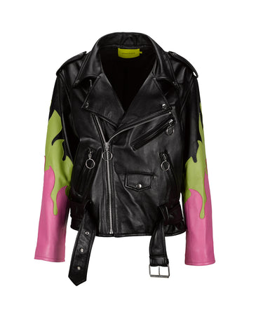 FLAME LEATHER BIKER JACKET marques almeida