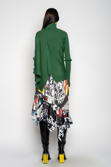 GREEN DRAPED JUMPER IN MERINO KNIT MARQUES ALMEIDA