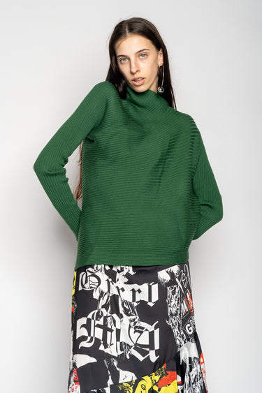 GREEN DRAPED JUMPER IN MERINO KNIT MARQUES ALMEIDA