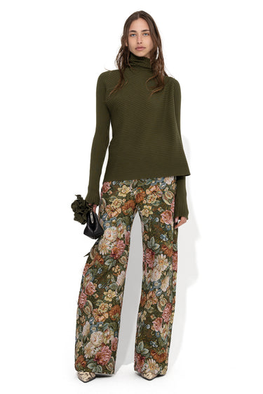 GREEN FLORAL BROCADE BOYFRIEND TROUSERS marques almeida