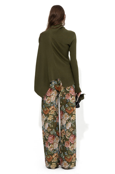 GREEN FLORAL BROCADE BOYFRIEND TROUSERS marques almeida