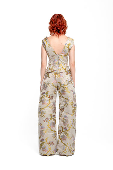 GREY SATIN BROCADE BOYFRIEND TROUSERS marques almeida