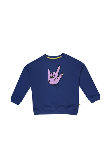 NAVY HAND PRINT SWEATSHIRT makids