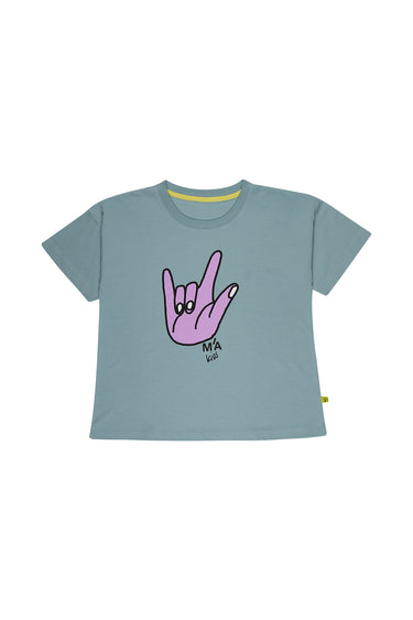 HAND PRINT TURQUOISE T-SHIRT ma kids