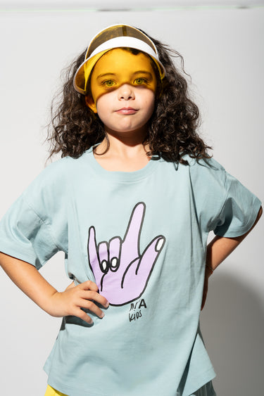 HAND PRINT TURQUOISE T-SHIRT ma kids