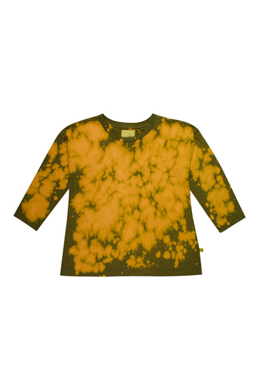 KHAKI AND ORANGE SPLATTERED LONG SLEEVE TOP makids