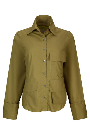 KHAKI FITTED MULTI POCKET SHIRT marques almeida