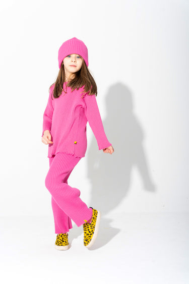 BRIGHT PINK MERINO KNIT TROUSERS MA KIDS