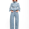 LIGHT BLUE BROCADE DENIM BOYFRIEND TROUSERS marques almeida